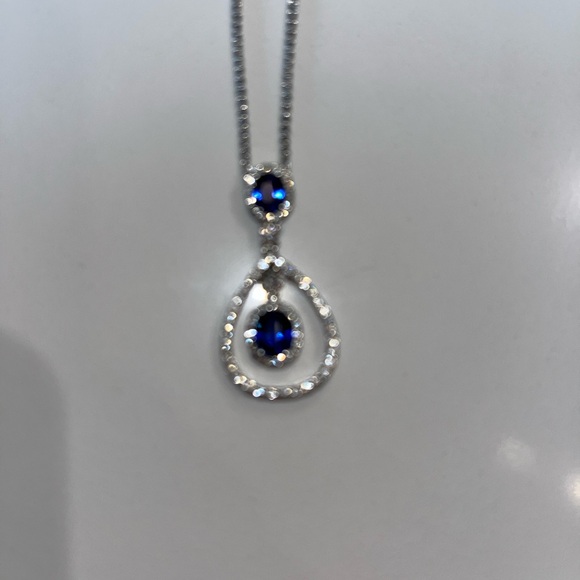 Spark 18k diamond and sapphire necklace -RARE- - Picture 10 of 13